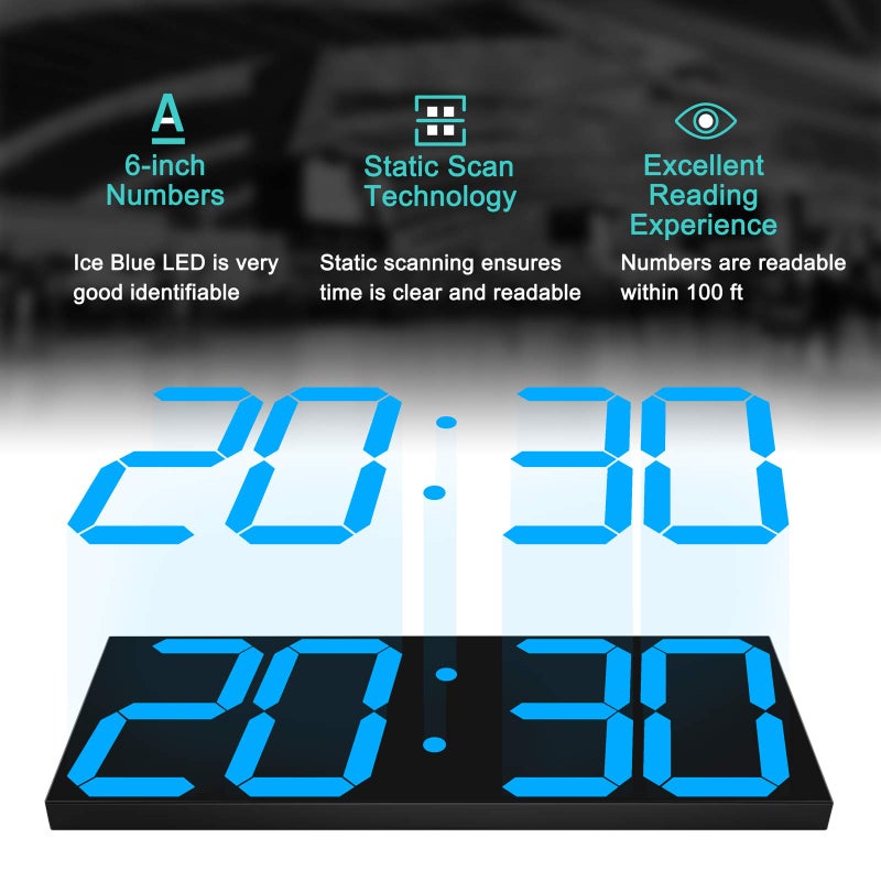 CHKOSDA LED Large Digital Wall Clock, Oversize Wall Clock with 6â€ Numbers, Remote Control Count up/Countdown Timer Clock, Auto Dimmer, Big Calendar and Thermometer(Ice Blue) - Image 5